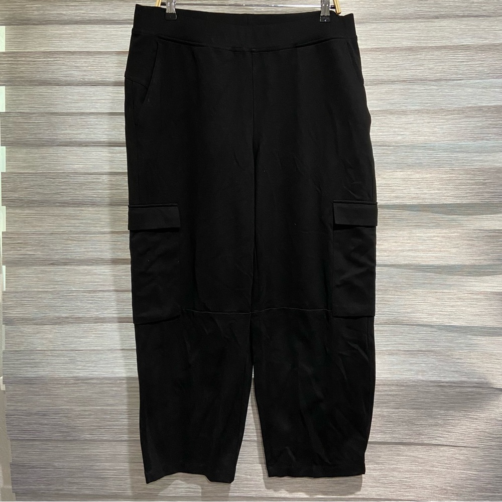 Eileen Fisher Washable Stretch Crepe Pant Black with pockets size L